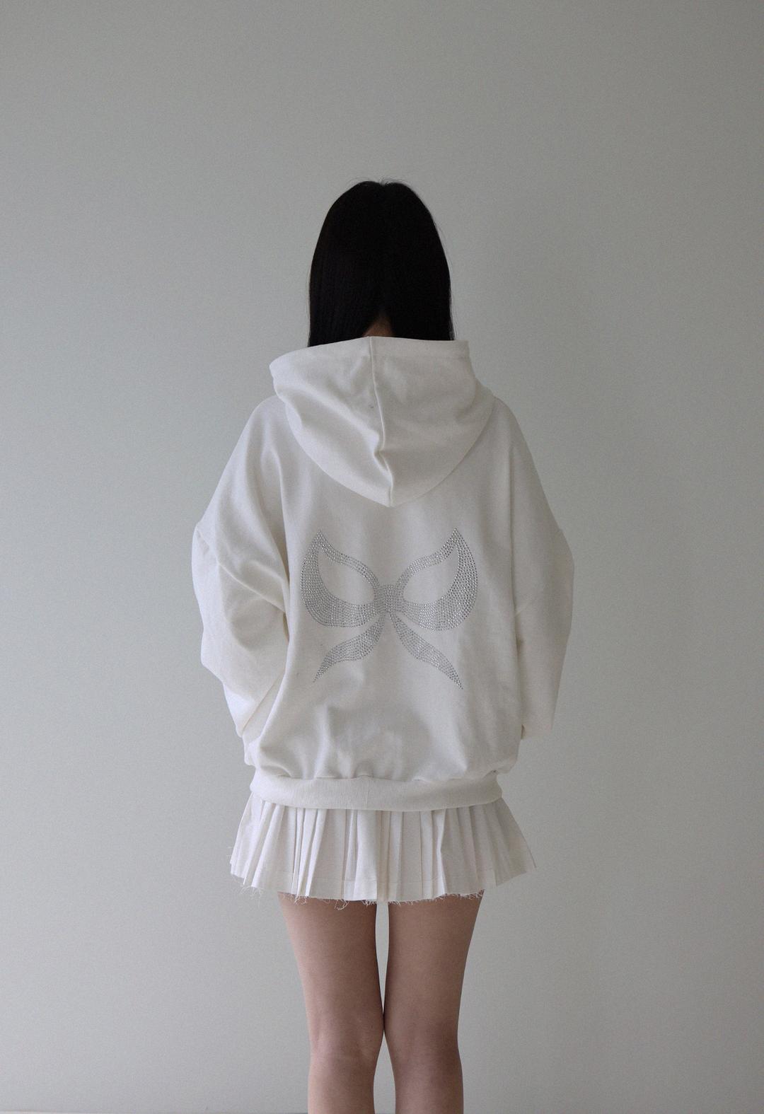 Ribbon Glitter Overfit Hood Zip_up, 4color