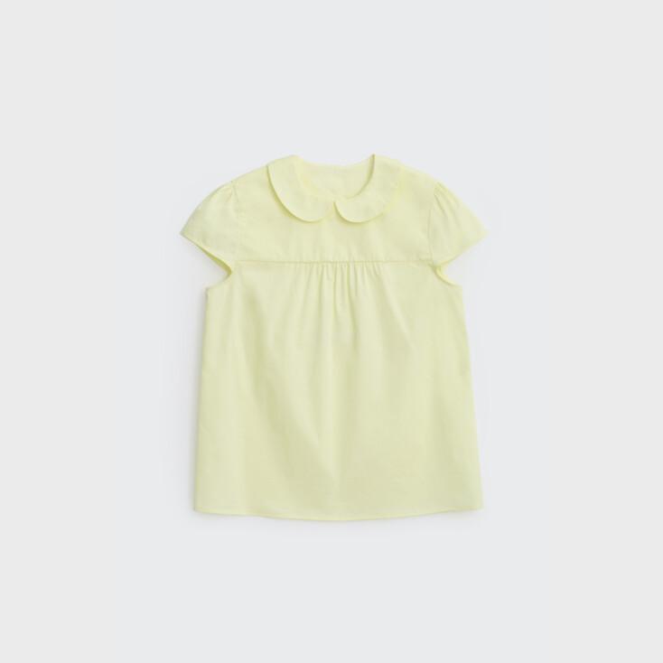 SHIRRING CAP SLEEVE BLOUSE (LEMON)