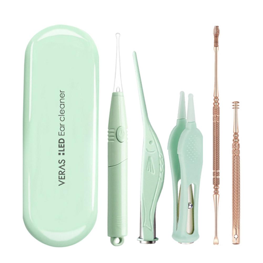 베라스 LED 이어 클리너 귀이개 귀후비개 5종세트 VE-G5 그린