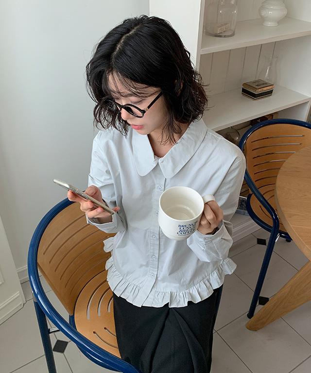 데일리쥬 [MADE] 케이트 라운드 카라 프릴 코튼 셔츠