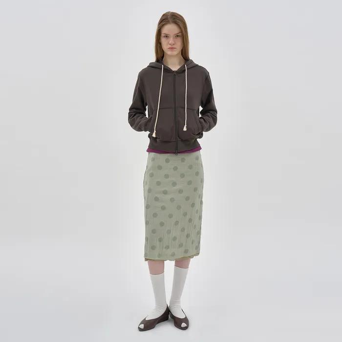 2 IN 1 DOT PRINTED SHEER MIDI SKIRT_MINT GREY