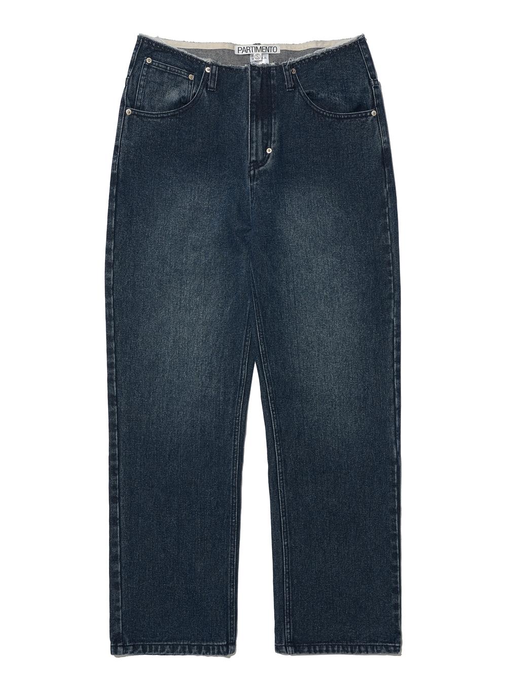 [WOMEN] CUT-OFF WAIST DOT PRINTED JEANS_DARK INDIGO