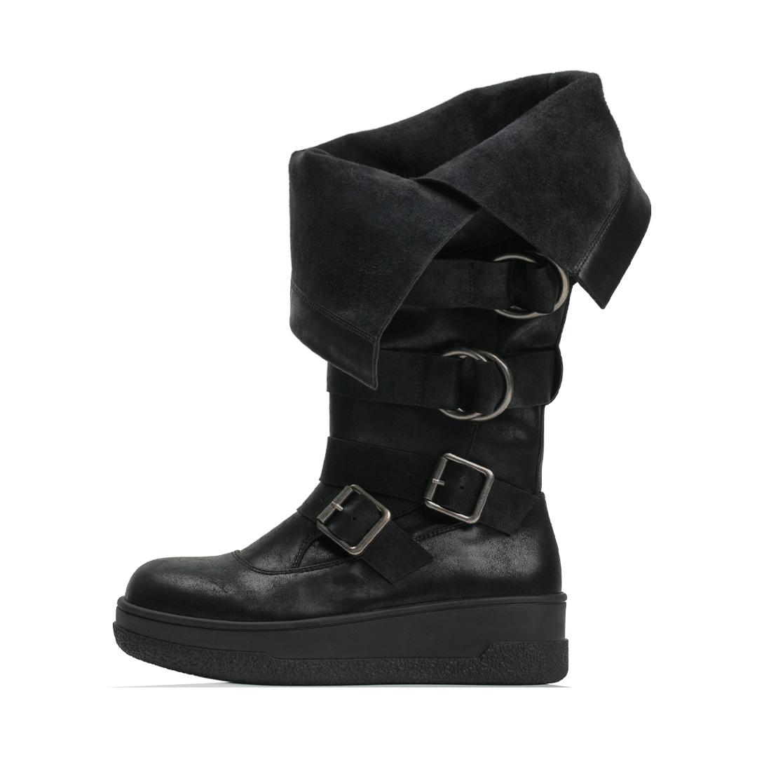 103 matte buckle strap boots