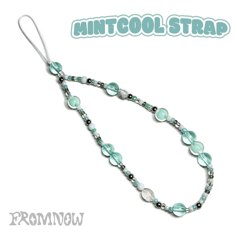 민트쿨 원석 비즈 휴대폰스트랩 키치 핸드메이드 스트랩