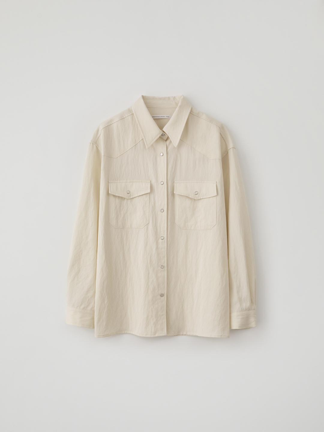 Flap Pocket Button Shirts(Ivory)