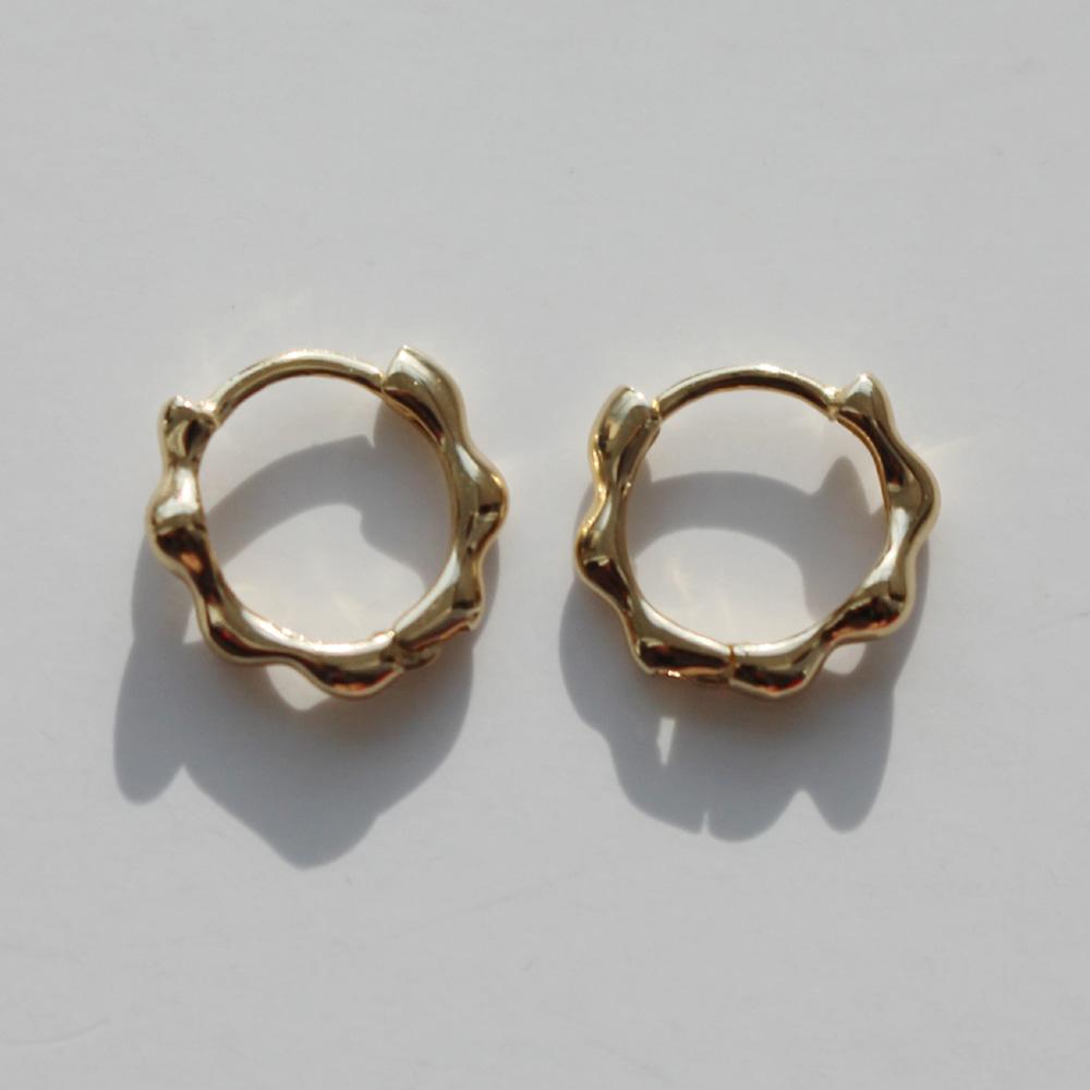 14K 웨이브 링 귀걸이