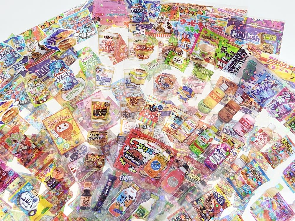 [새상품] 과자 음료 반짝 스티커 4장 세트 레트로 다꾸 빈티지