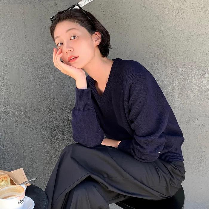 [묵화 PICK] 소프트 코튼 V넥 니트 탑 MDKT127_7 Colors