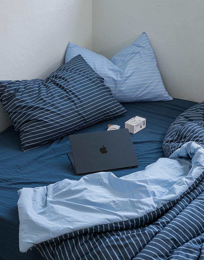 파운드 스트라이프 고밀도 항균 바이오워싱 옥수수솜 차렵이불세트 (SS/Q) 4colors