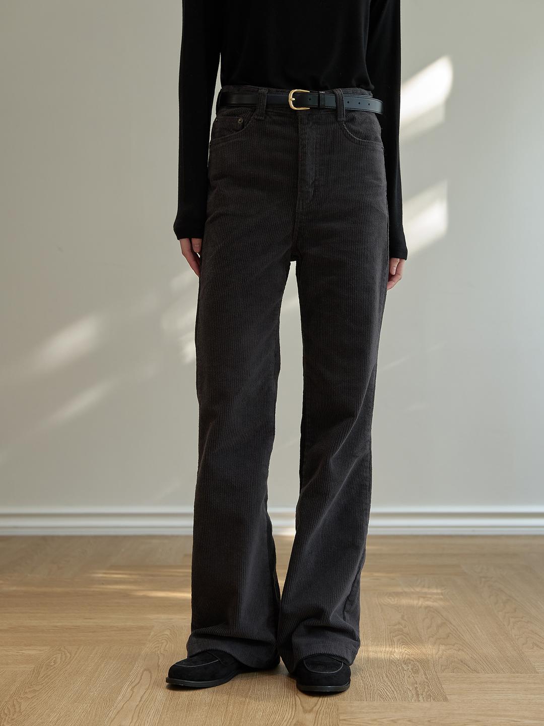 Corduroy Bootcut Pants - Charcoal