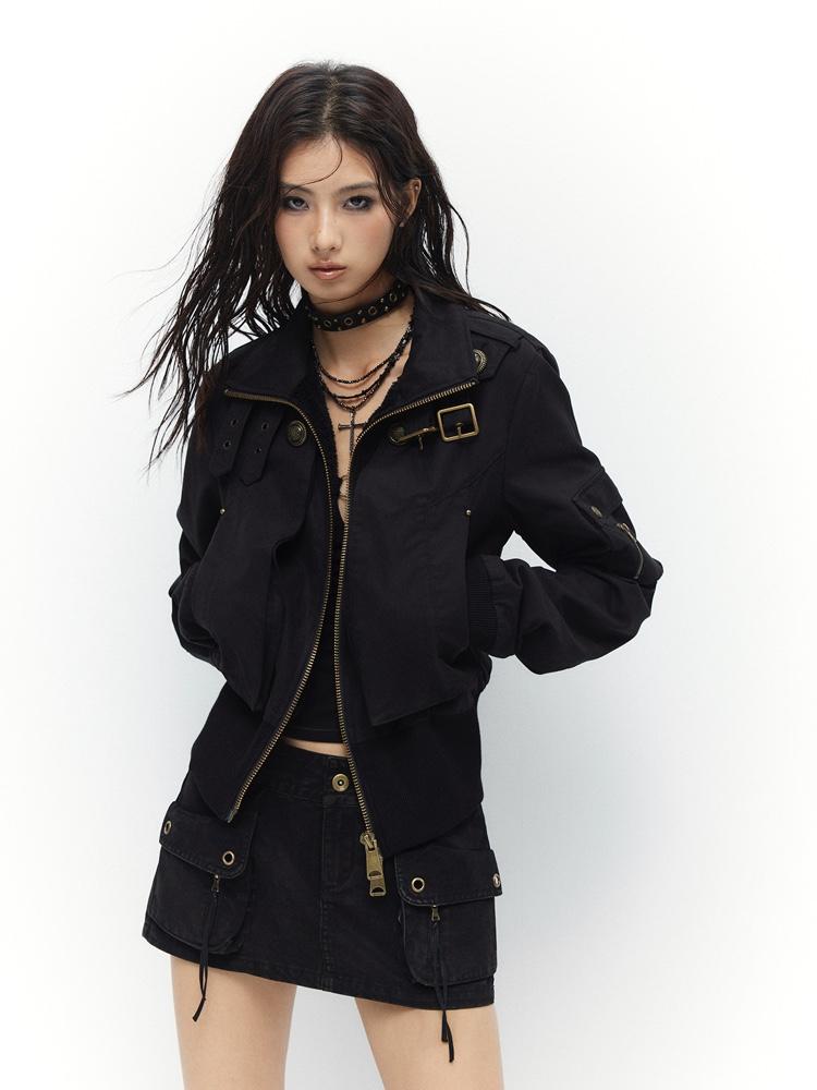 Low pixel Black Plush Turtleneck Jacket