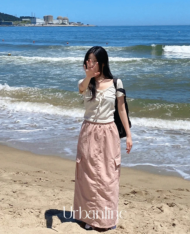 바스락 나일론 카고 롱 스커트 - 5color