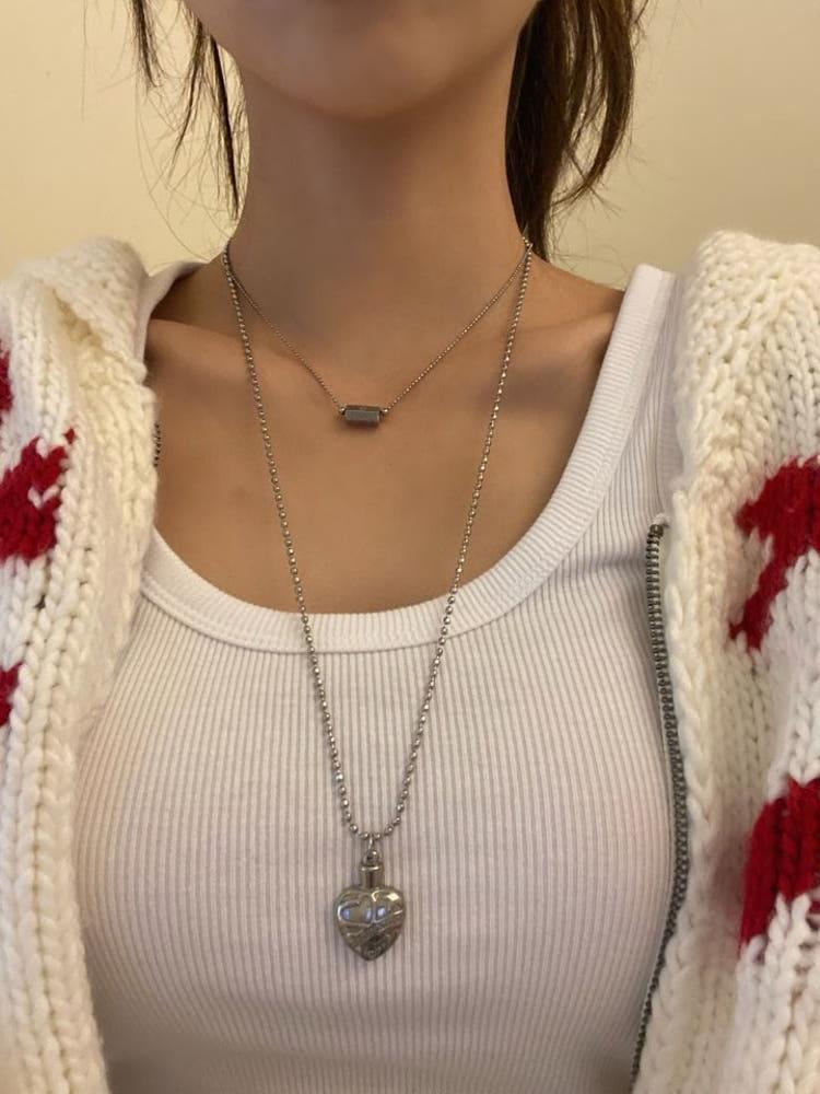 구디버디, 치치포유 Bold heart long necklace
