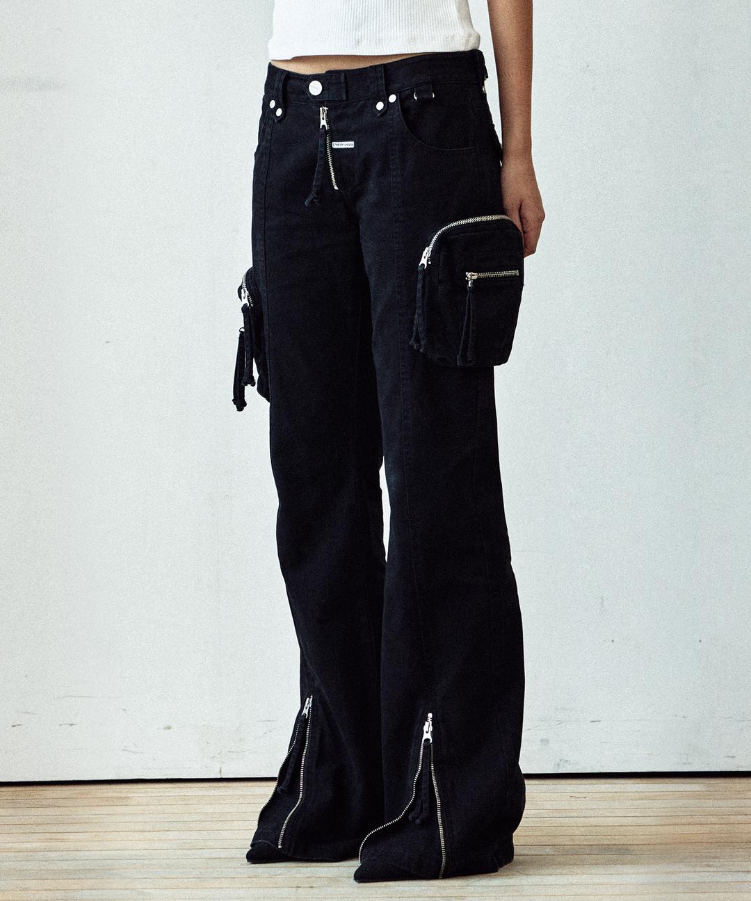 WASHED MILITARY CARGO PANTS(W) BLACK