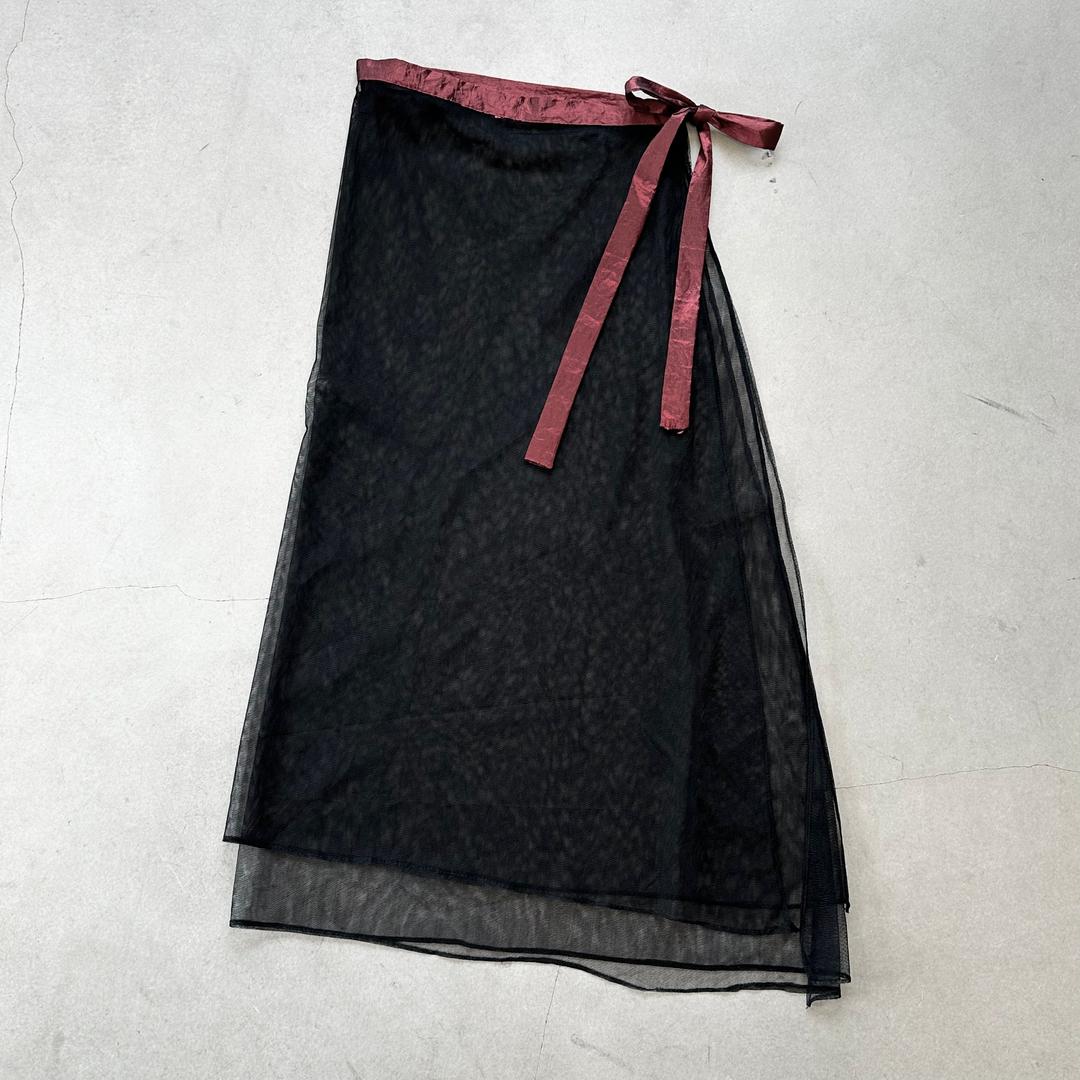 Mesh wrap skirt