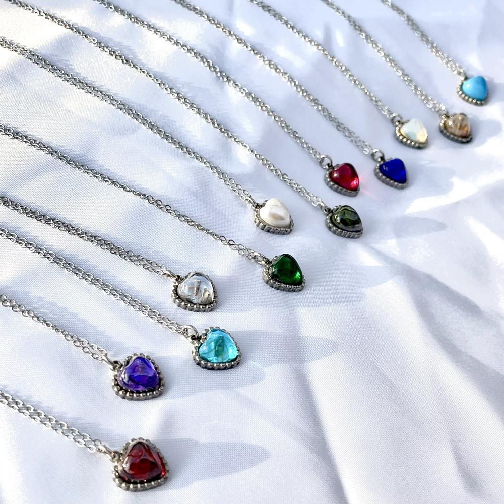 nacc 백혈병 소아암 아동 후원목걸이 탄생석 하트 써지컬스틸 기부 목걸이