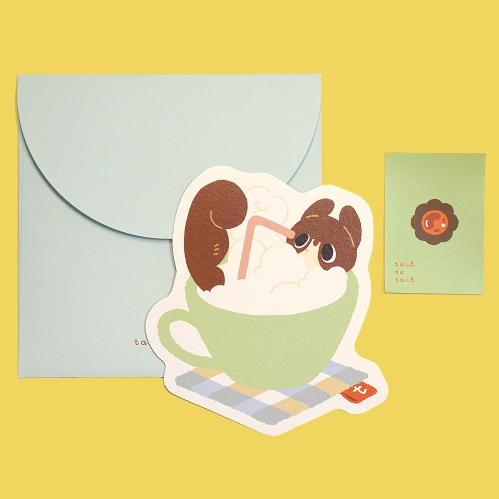 카푸치노 태피 카드 엽서 & 봉투 세트