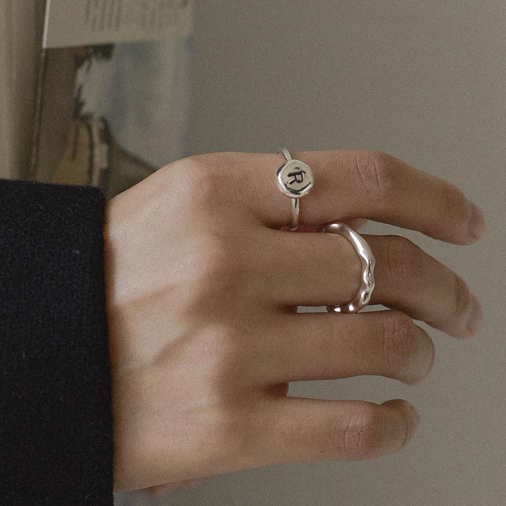 레트로핑거 원형 이니셜 도장 각인반지 925은 핸드메이드반지