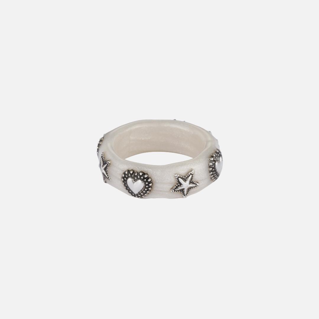 vintage puff ring-white