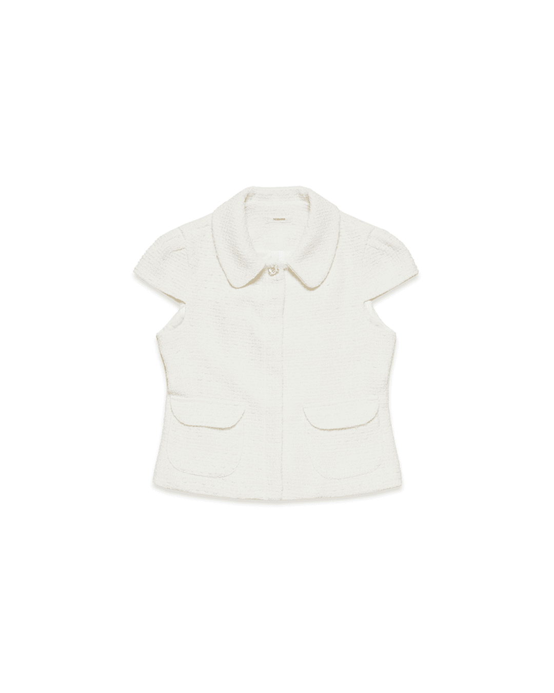 Cap Sleeve Tweed Jacket [IVORY]