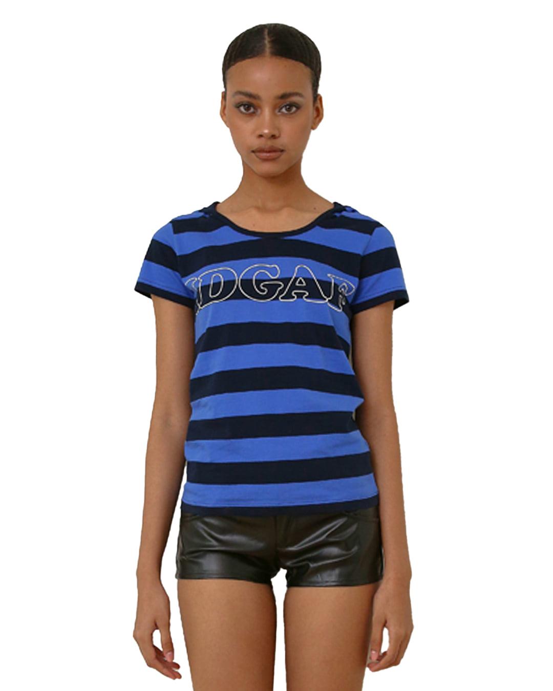 STRIPED SHORT-SLEEVE HOODIE, BLUE