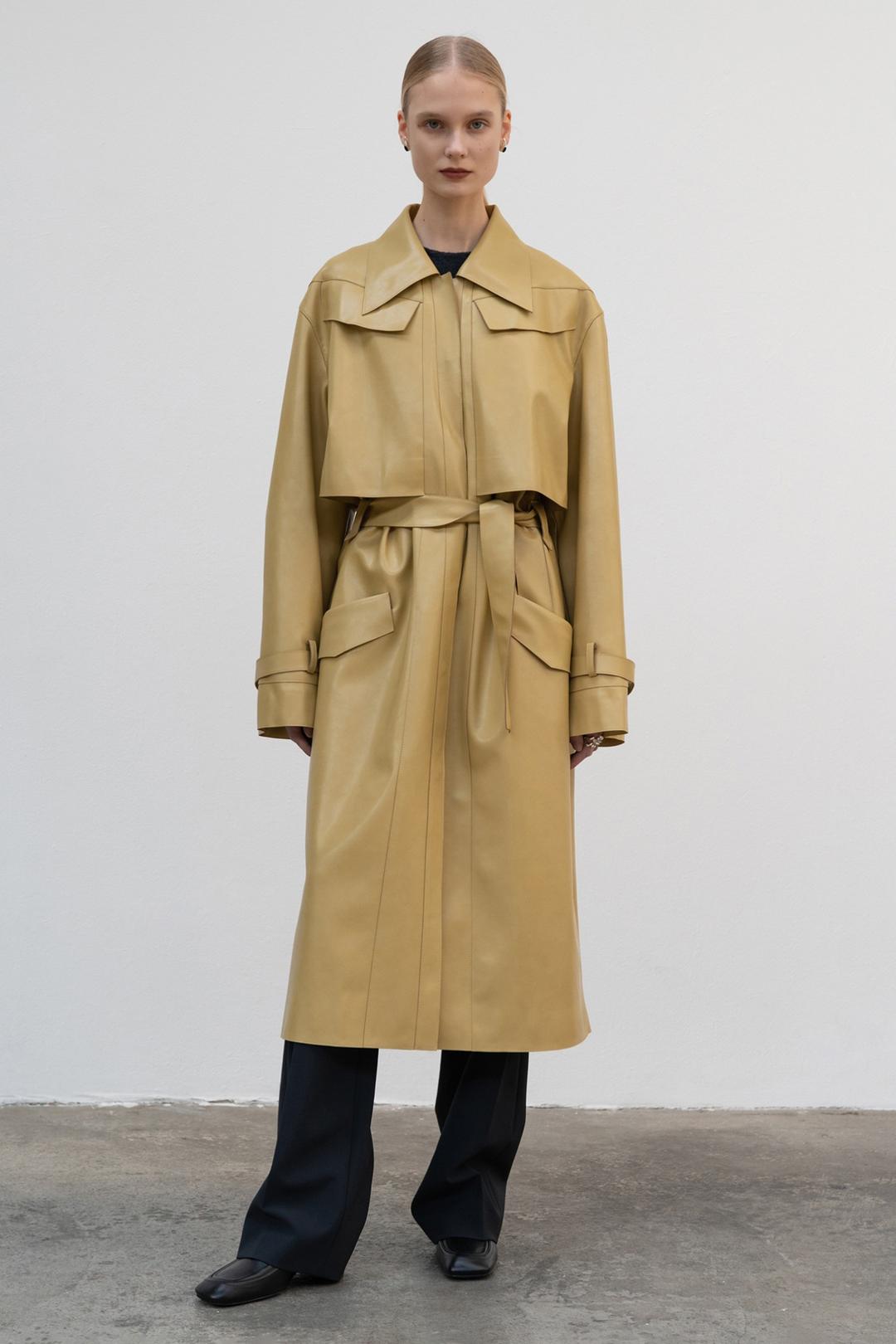 ECO LEATHER COAT - MUSTARD