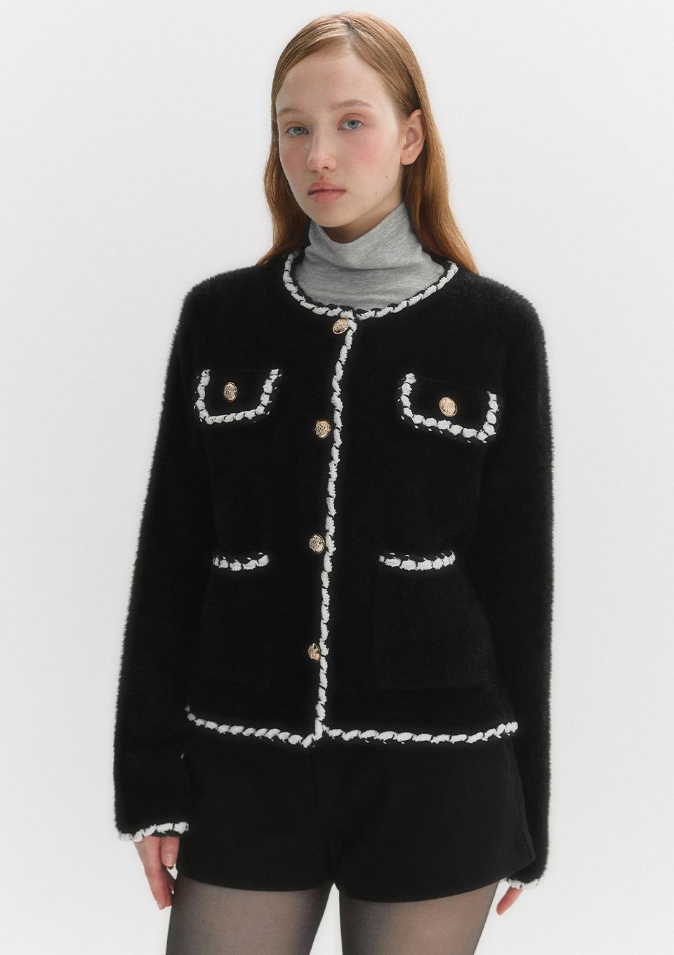 [11/28 순차배송] 포켓 트리밍 트위드 자켓(MAFCJK08MBK)