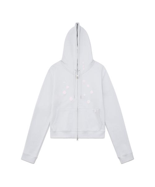 TCM dot hooded zip-up (light grey)