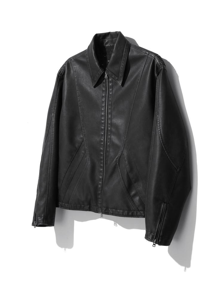 워시드 페이크 레더 점퍼 블랙 IEJU4E104BK