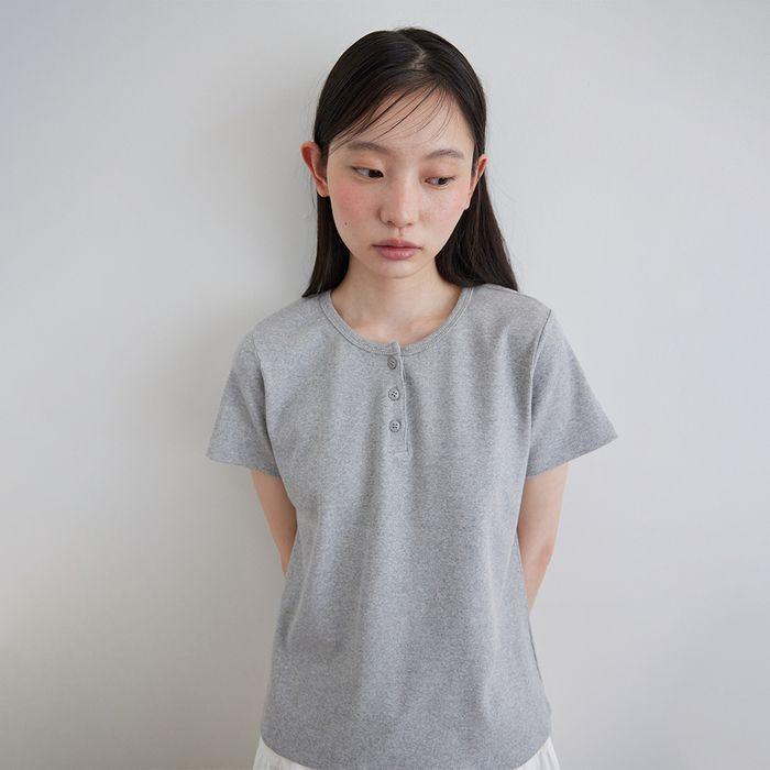 Henley Short Sleeve T-Shirt_GREY