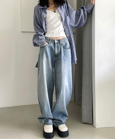 Daily denim wide pants