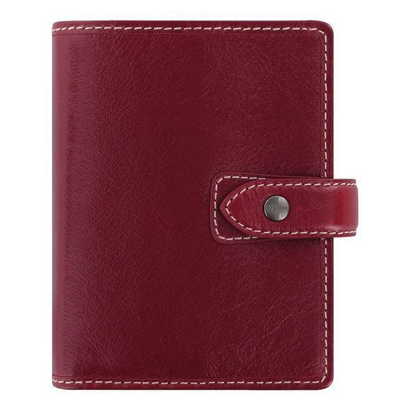 Filofax Malden 오거나이저, 포켓 사이즈, 버건디 - 촉각, 풀 그레인 버팔로 가죽, 링 6개, 면 크림 위크 투 뷰 인서트, 다국어 (C021705)