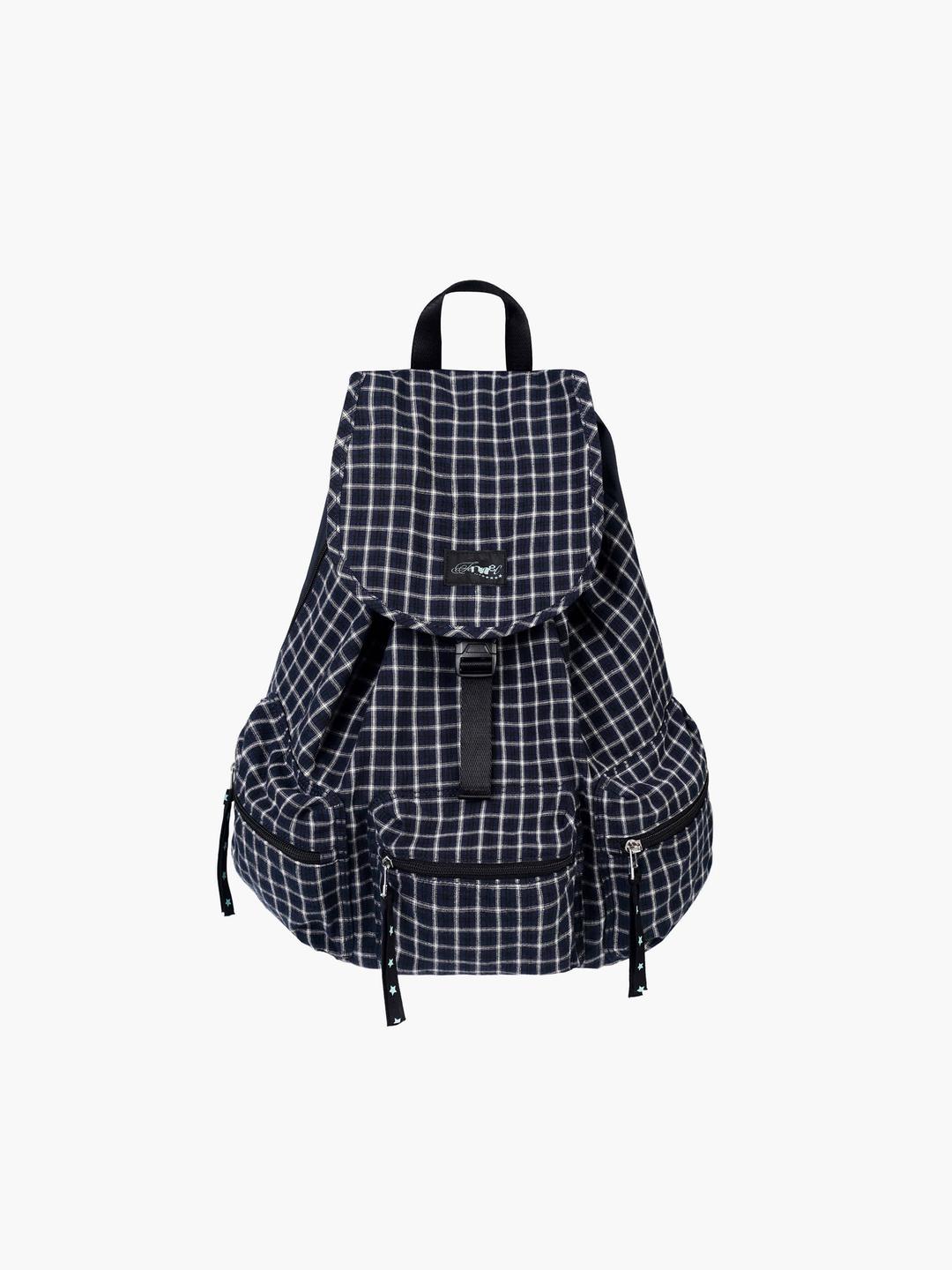 [단독 선발매] BERRY POCKET BACKPACK LARGE - CHECK NAVY
