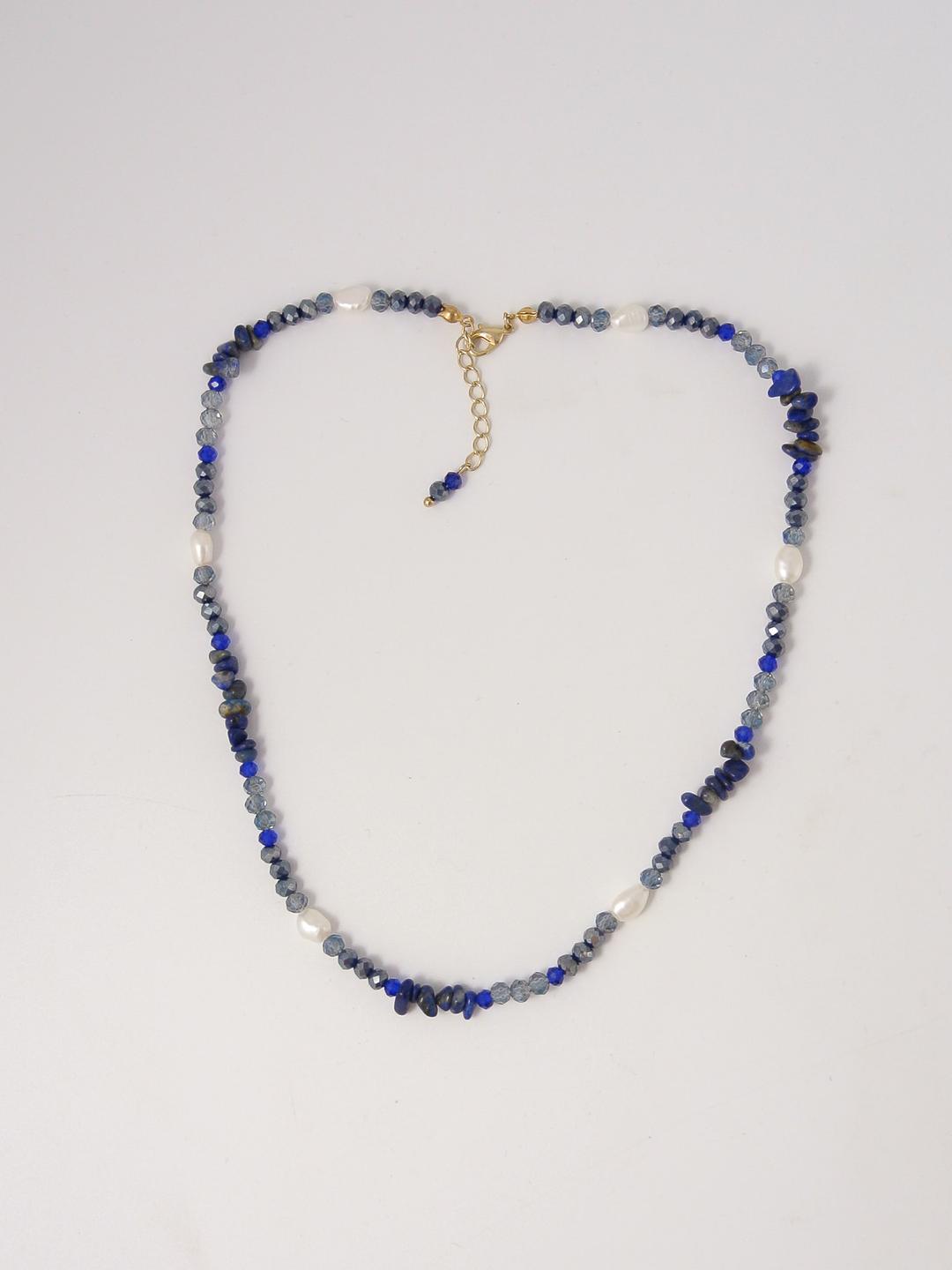 Zigzag Deep Blue Natural Stone Necklace