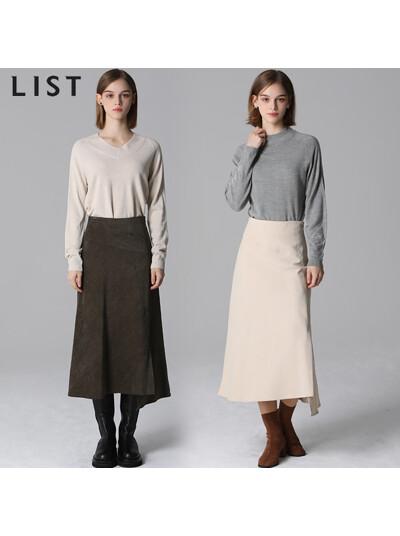 [리스트(LIST)] 코듀로이 언밸런스 플레어 스커트 (택가격:168000원)