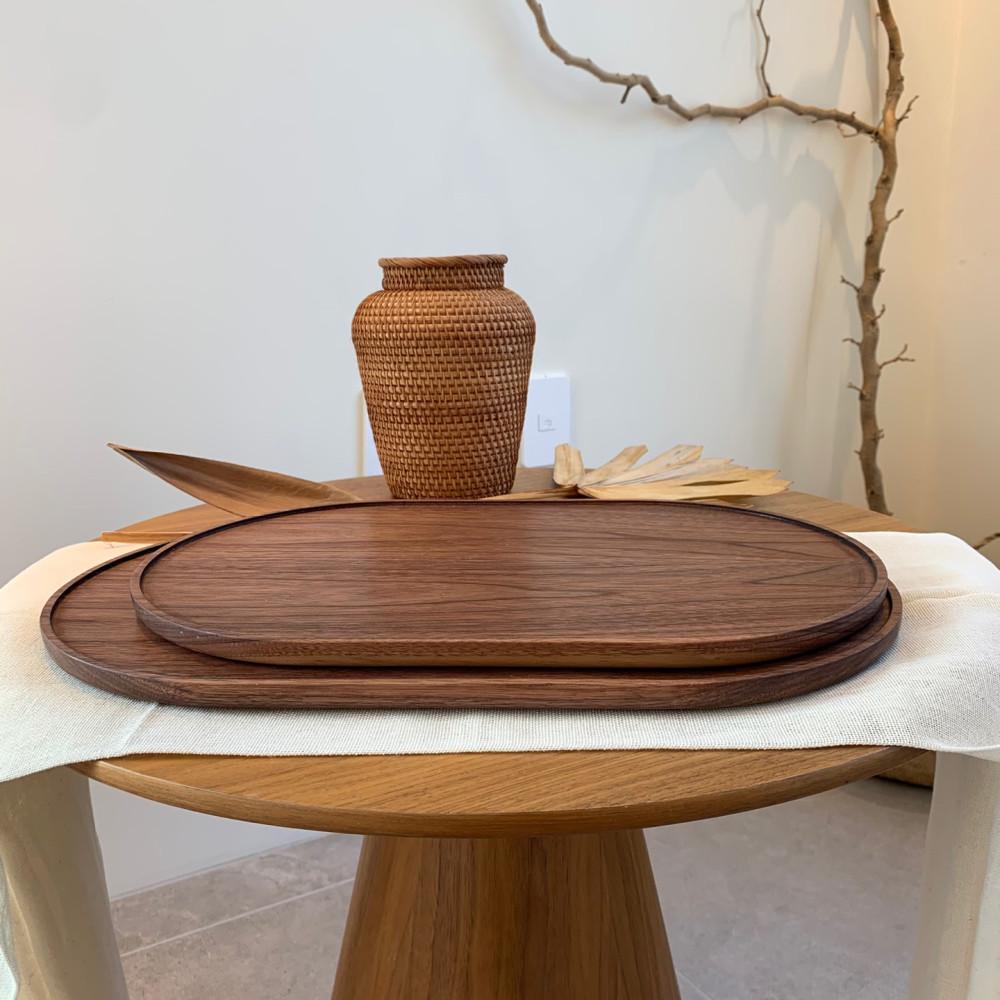 [DUENA] 두에나 월넛 둥근 트레이-카페 우드 원목 타원 쟁반 플레이트 오덴세 레고트