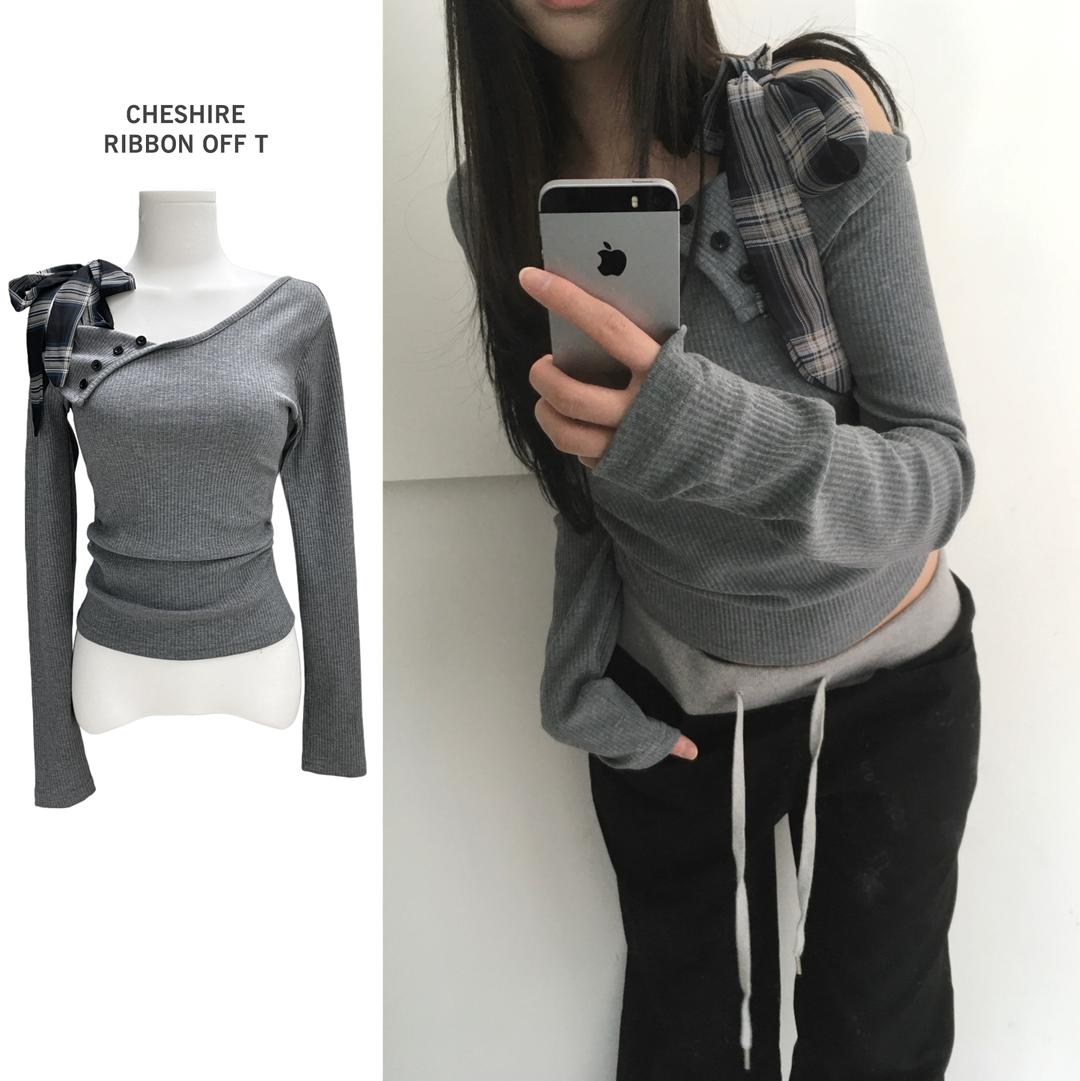 체셔 체크 리본 오프 t (1color)