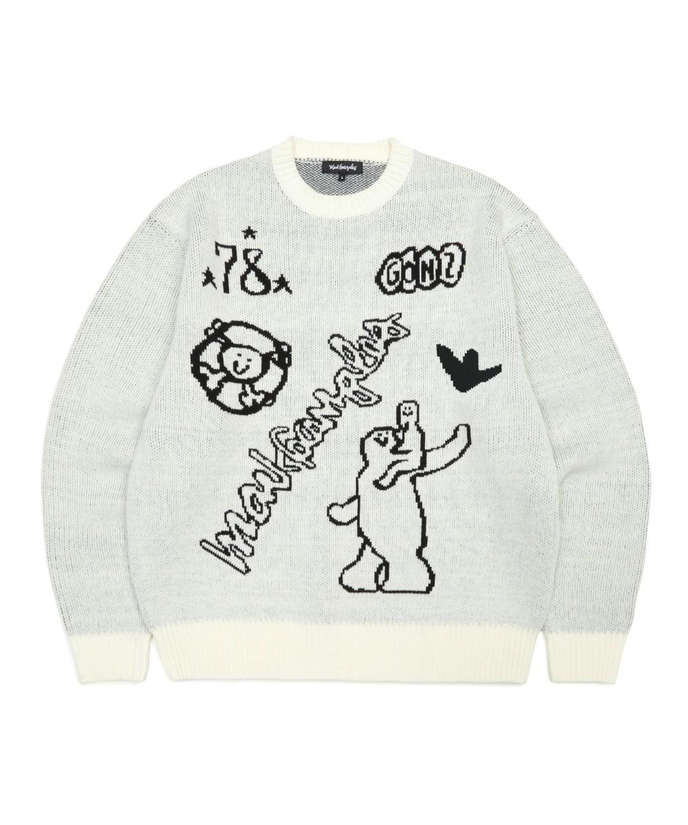 MG COLLAGE KNIT SWEATER - IVORY