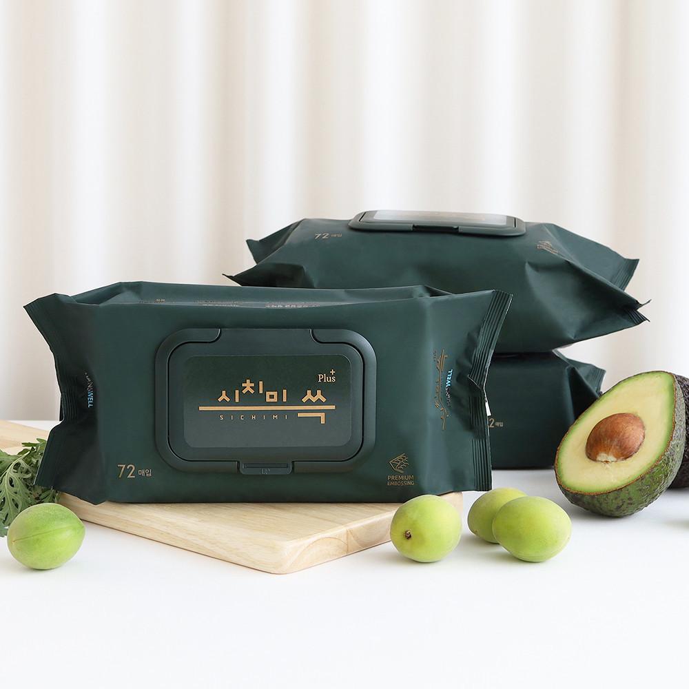 한스웰 시치미 두툼하고 순한 프리미엄 아기물티슈 엠보싱 캡형 72매입 10팩 + 10팩