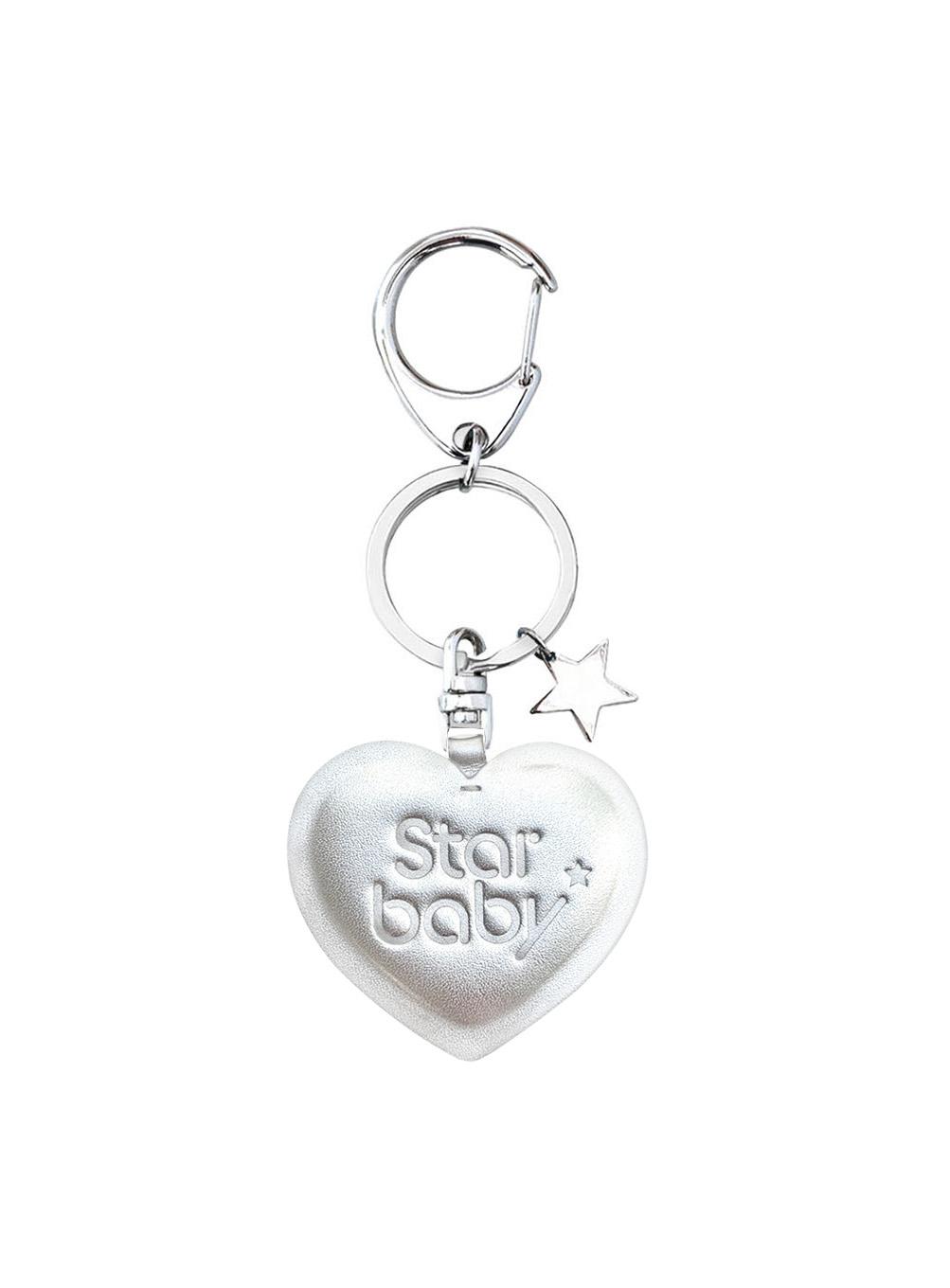 Leather Heart Keyring (Glossy White)