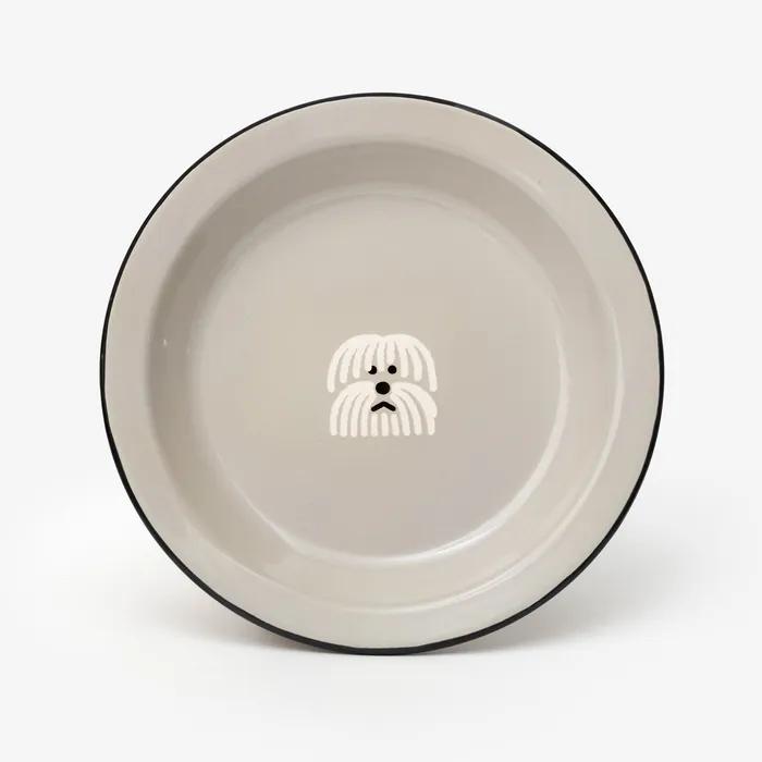 플러피 독 법랑 플레이트 - 웜그레이