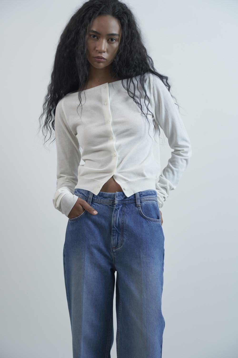 SHEER KNIT LONG SLEEVE CARDIGAN (IVORY)