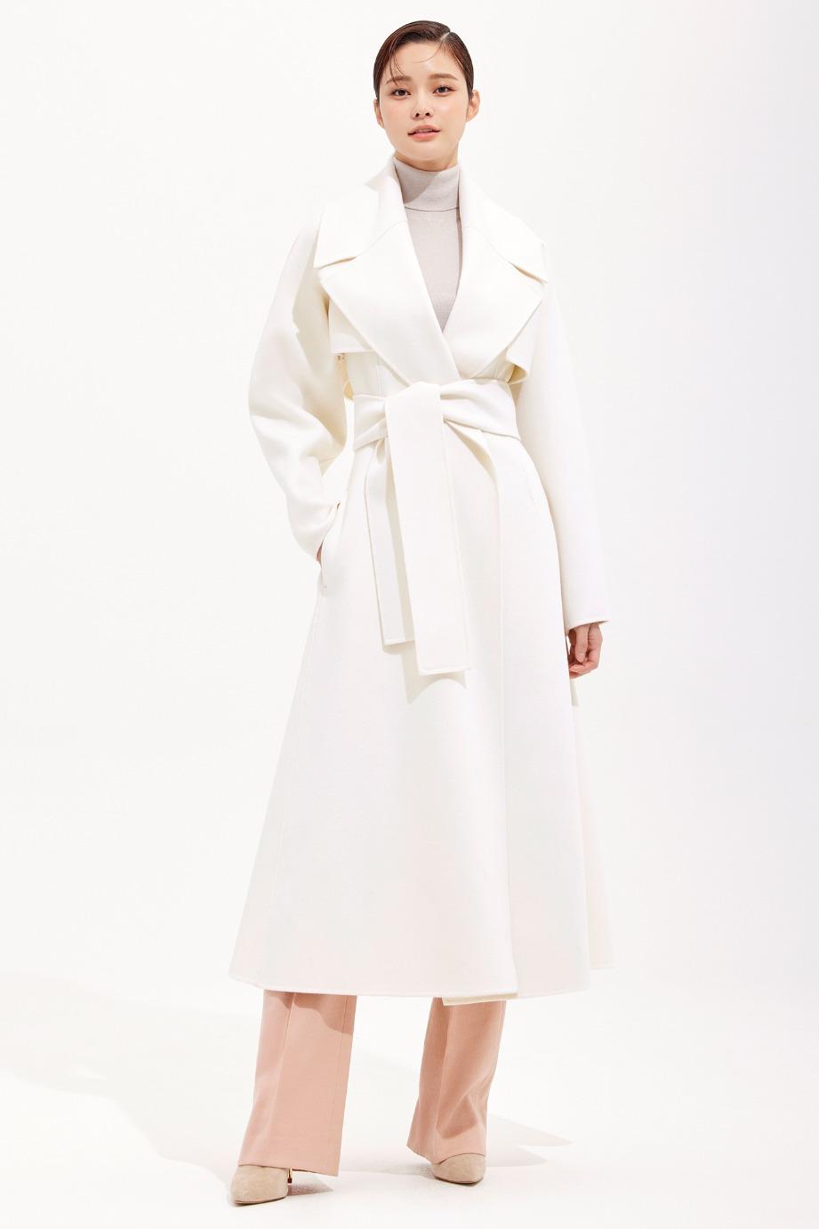CASHMERE BLEND BELTED FLARE COAT