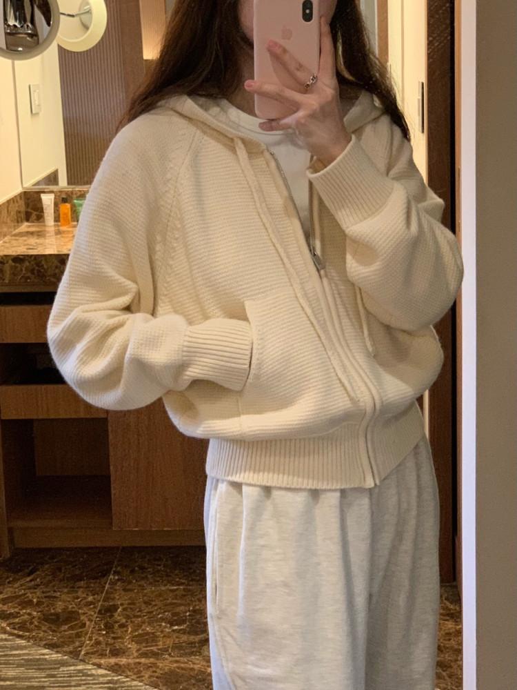 플라넬 fllanel 폴 캐시미어 후드 니트 (2 color) | 집업 점퍼