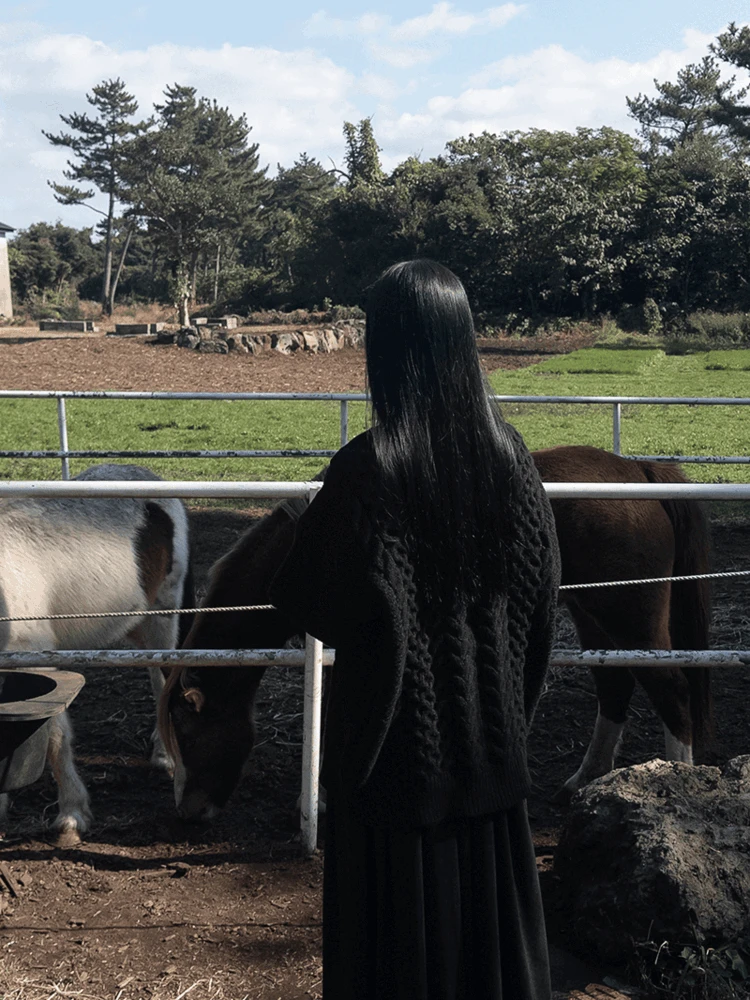 도프 케이블 니트 스웨터