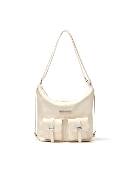 DOUBLE POCKET TWO WAY BAG IN CREAM