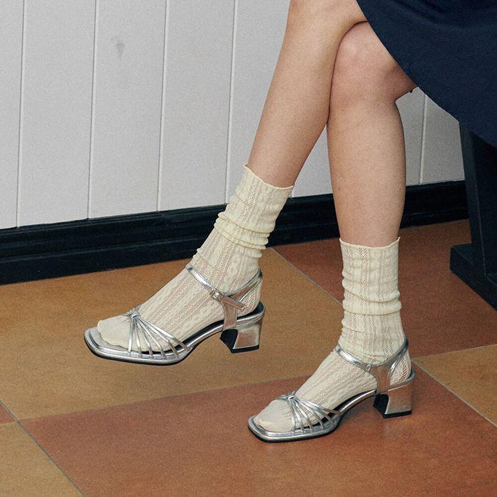 ljh5017 Thread Mid Heel Sandals - 3 Colors