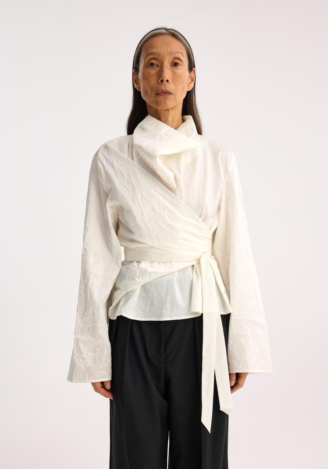 Crushed satin top | Cream (O) - Cream (O) / 38