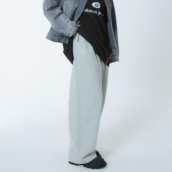 [언노운플라넷] 턱 와이드핏 피그먼트 팬츠 연그레이
