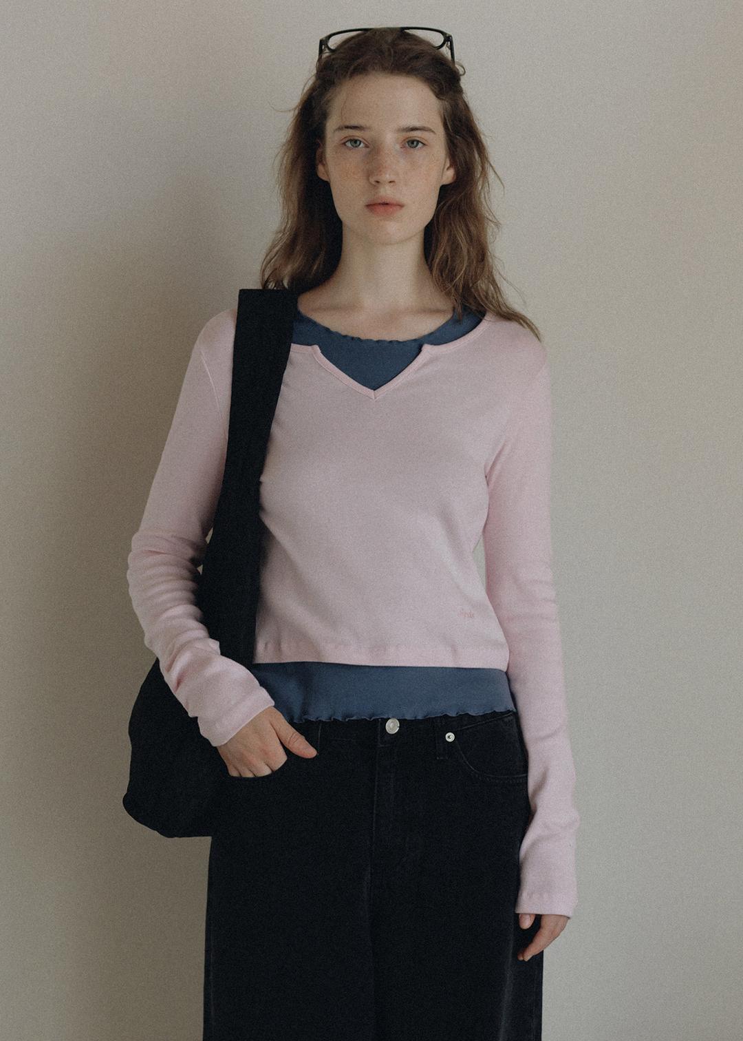 Tender layered long sleeve (light pink)